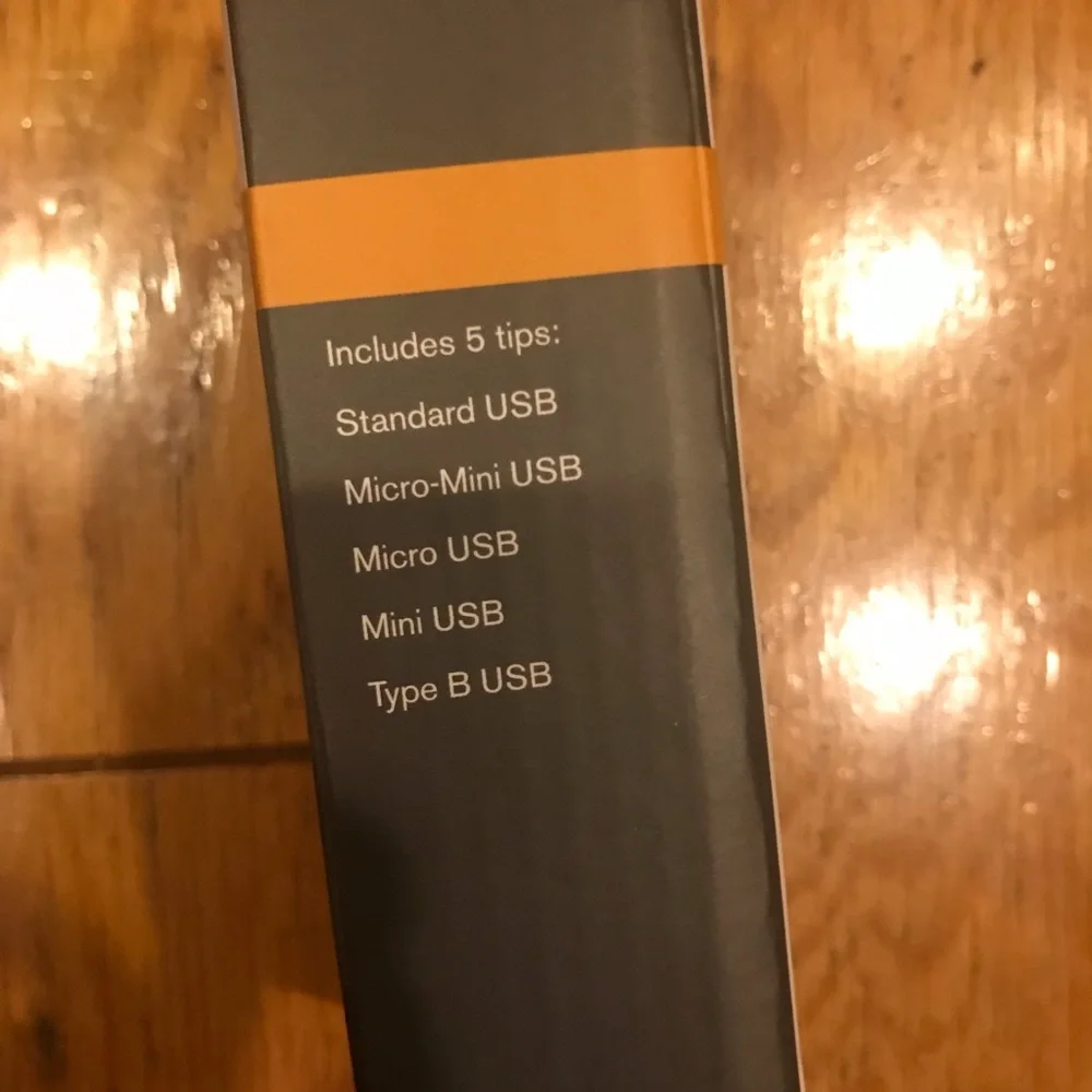 Brookstone Wall Charger With 5 USB Tips Micro-mini Mice Min Type B Standard NIB